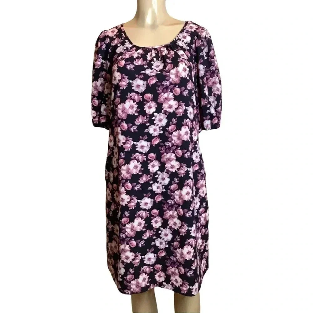 Connected Apparel Size 10 Floral Balloon Sleeve Dress. New Without Tags